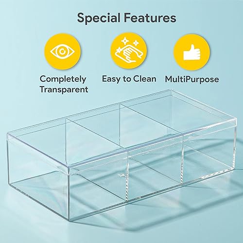 Miniatura 3 de Hammont Caja rectangular de acrílico, contenedores organizadores de estantes, contenedores de almacenamiento transparentes, recuerdos de fiesta de