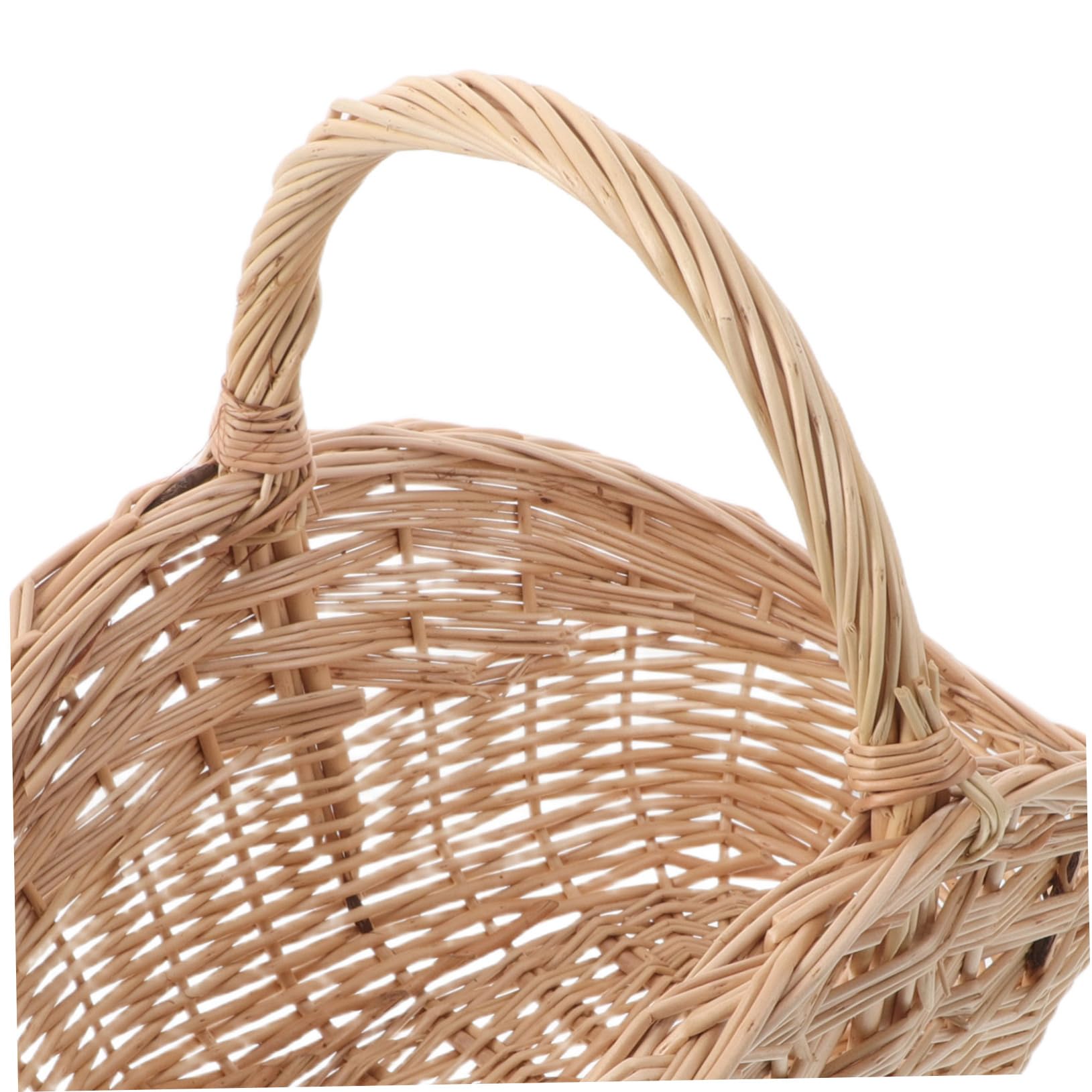 Gatuida Cesta de Mimbre Tejida Mano para Almacenamiento Multifuncional con Asa Portátil para Frutas Verduras Huevos y Picnics Exteriores