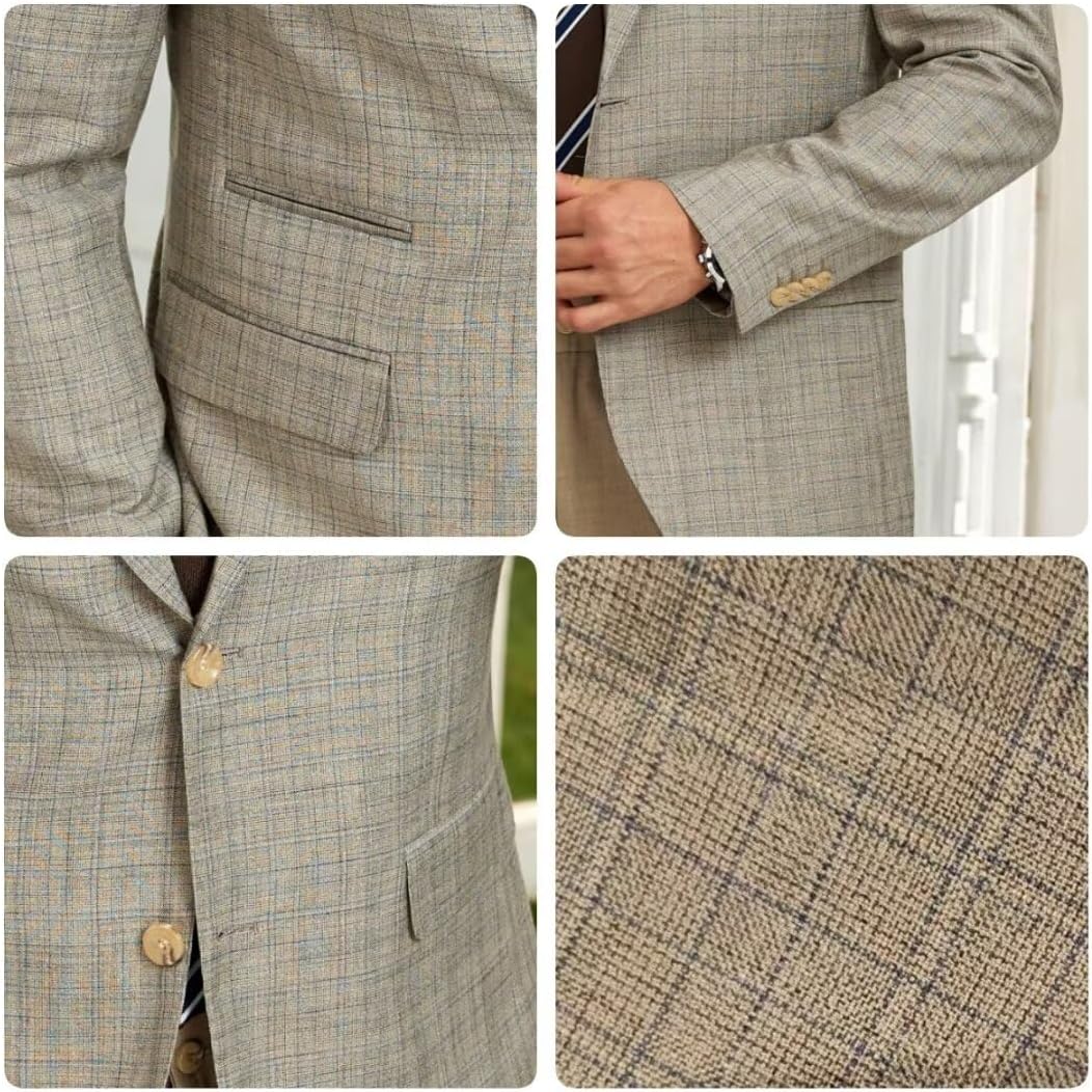 Mens Plaid Blazer Lightweight Casual 2 Button Sports Coat Classic Slim Fit Checkered Jacket for Wedding Prom Dinner Business - Image 2