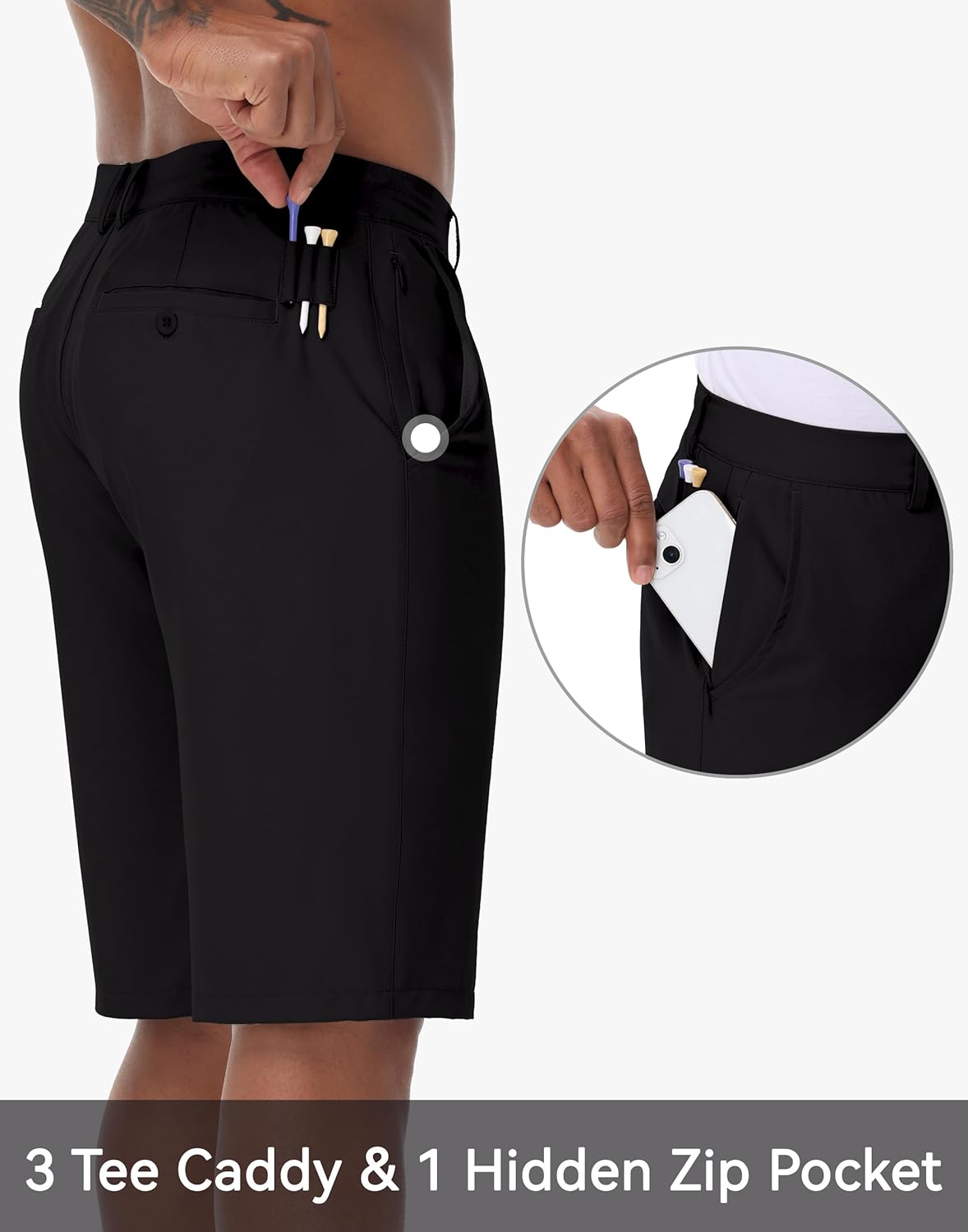 JWM Men's Golf Shorts 8" 11" Stretch Lightweight Hybrid Casual Dress Work Long Short with Zipper Pocket Flat Front Quick Dry - Image 3