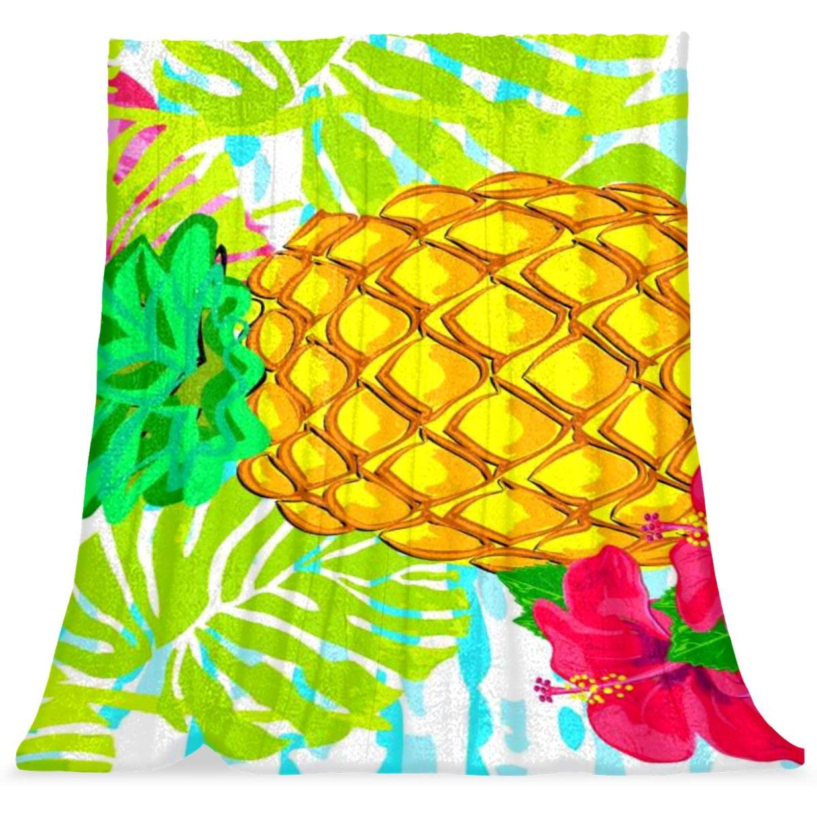 Couvre-lit confortable haut de gamme imprimé monstera ananas et flamant