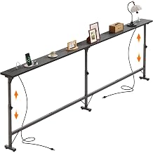 102" Sofa Table Behind Couch Table with Adjustable Height & 2 Power Outlets