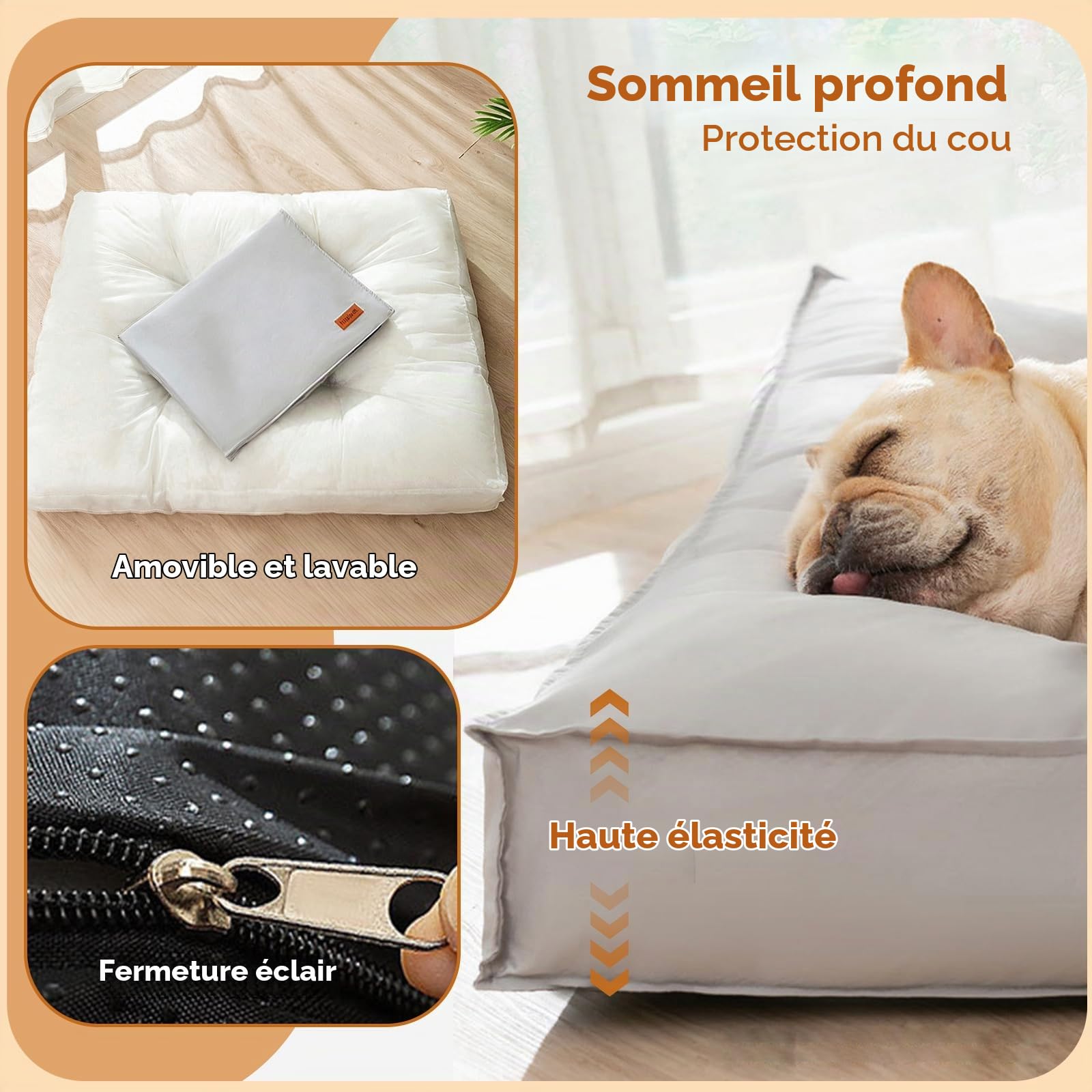 PETCUTE Panier Chien Grande Taille,Panier Coussin Chien avec Dehoussable,Lit pour Chien Imperméable,Tapis Chien Lavable et Antidérapant,Coussin pour Chien Petite Taille Orthopédique