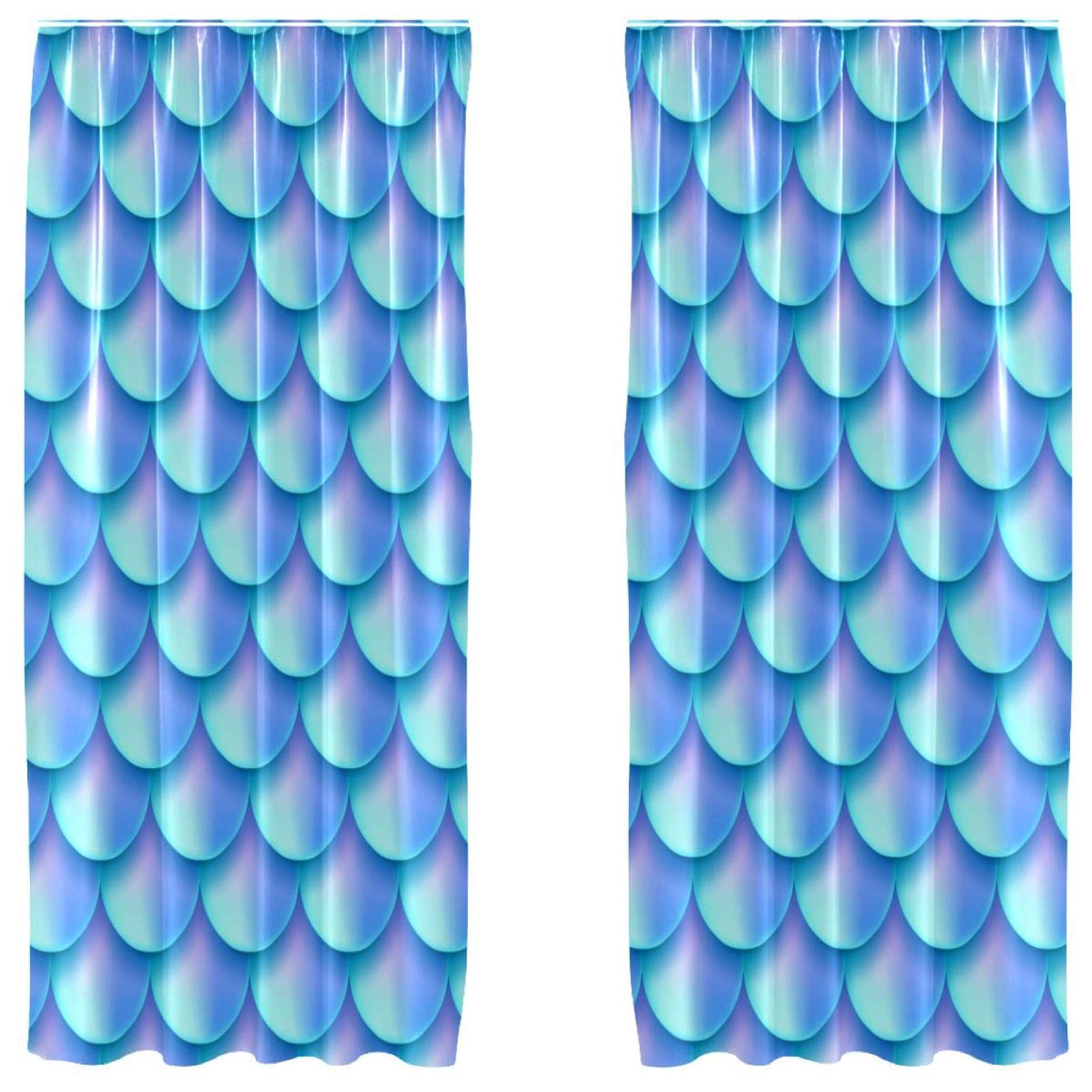 Rideaux de fenêtre occultants microfibre bleu clair sirène 140x213cm