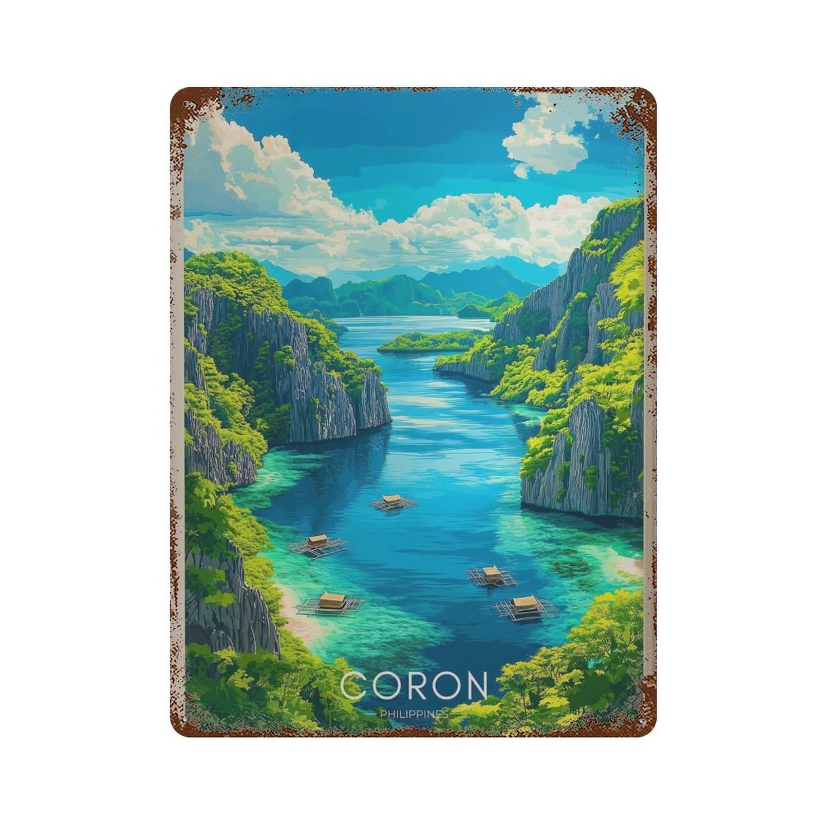 xiaoxiaoshen Coron Philippines Travel Palawan Island (2) Wall Decor Art Metal Tin Poster Modern Home Decor Art Home Bar Shop Decorations Vintage Sign 40x30cm