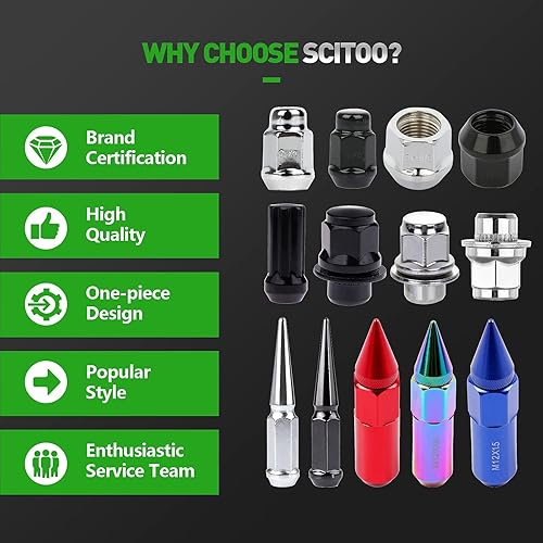 Miniatura 6 de SCITOO 24 tuercas de rueda de 1/2 "-20 1/2 "-20 tuercas negras para rueda Giulietta, para GT, para GV, GVL, para GVS, para GVX, para Idea, para