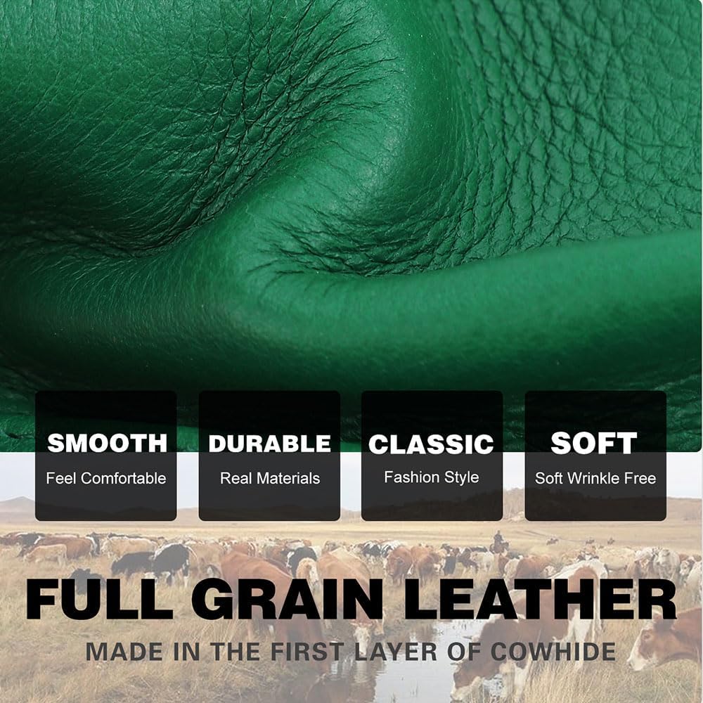 CONTACTS Full Grain Leather Kiss Lock Wallet for Women Kiss Clasp Coin Purse Small Bifold Card Holder with Rfid Blocking (Green) - Image 7