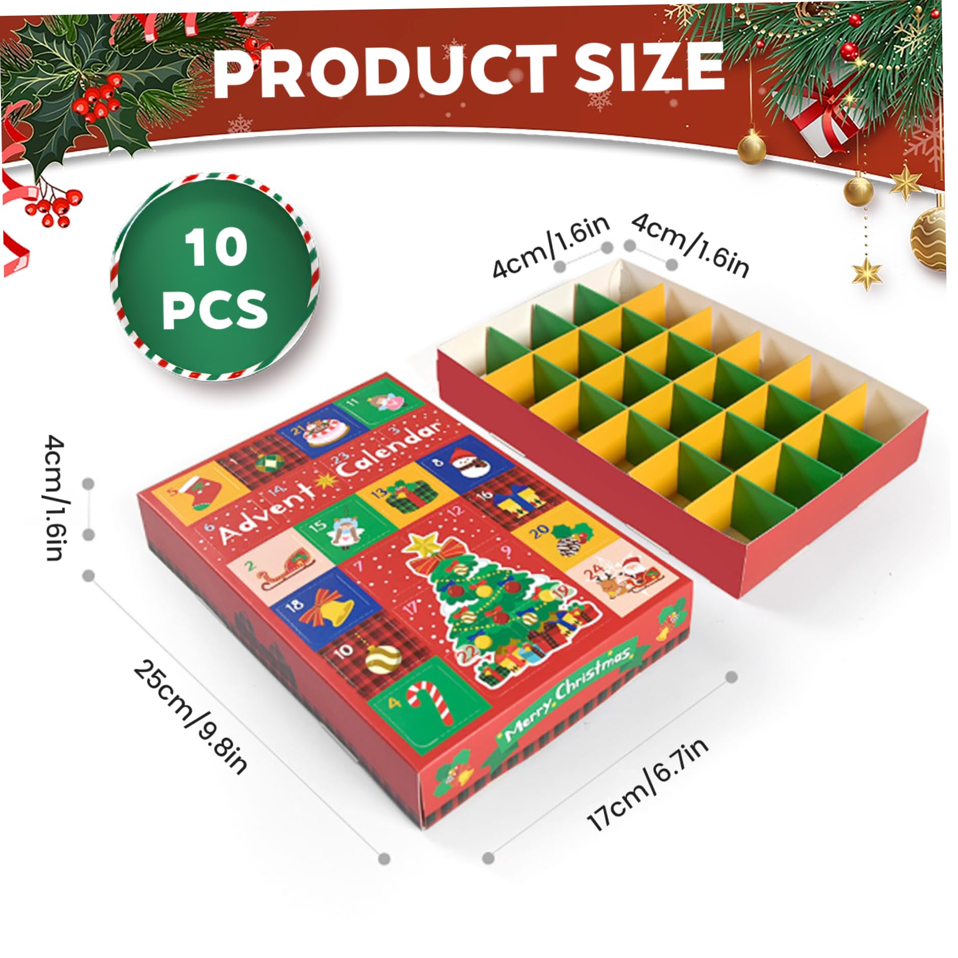 Calendario dell'Avvento fai da te da 10 pezzi, calendari dell'Avvento vuoti di Natale da 24 giorni da riempire, scatola creativa per il conto alla rovescia con numeri in cartone per bambini e ad.
