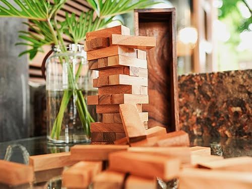 Miniatura 9 de BSIRI Family Wood Game Bundle Juego de mesa de madera Mancala y torre de volteo - Estrategia clásica y diversión apilable para todas las edades
