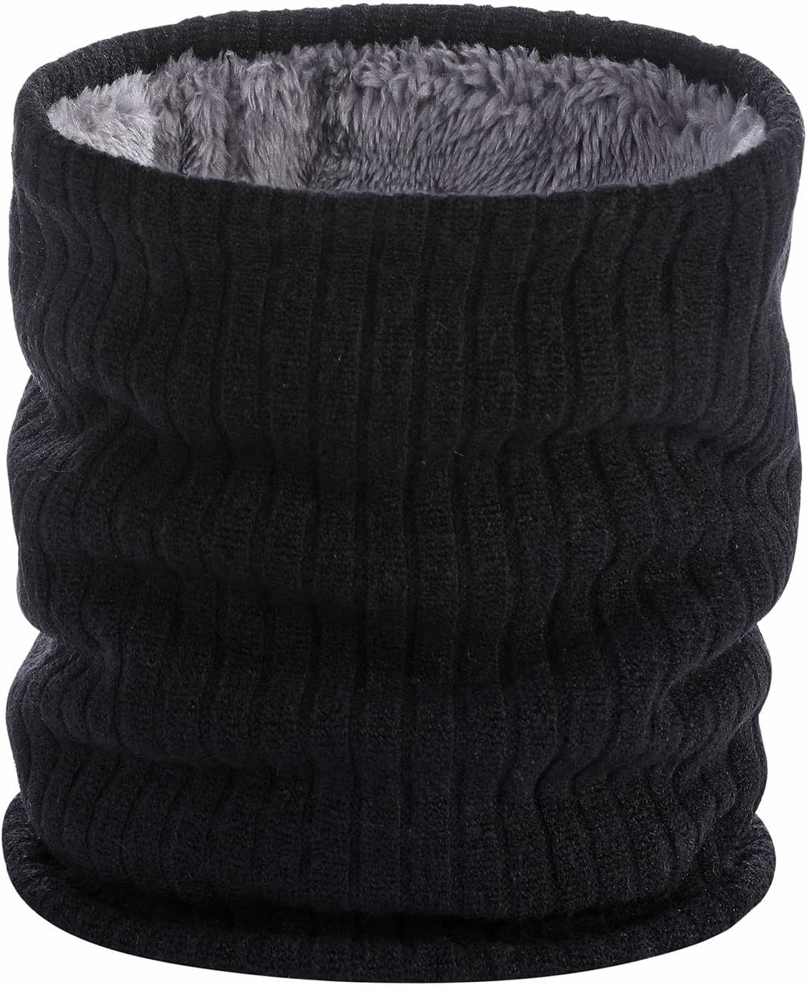 Winter Neck Gaiters Men, Neck Warmer Women Thermal Thick Warm Fleece Lined Cold Weather, Scarf for Skiing (Color : Black, Size : 25 * 21 * 2cm)