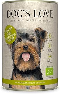 DOG'S LOVE Hundefutter nass getreidefrei in 100% Bio-Lebensmittelqualität Aller Rohstoffe und hohem Fleischanteil, Premium Nassfutter Made in Austria – von Veterinären geprüft – Huhn Adult (6 x 400g) product image