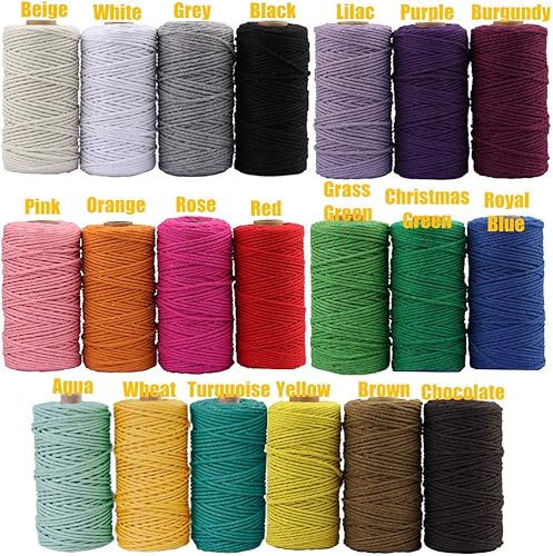 Miniatura 4 de Cuerda de algodón de macramé de 109 yardas de 0.118 pulgadas (0.118 in), 4 hebras trenzadas para envolver colgadores de plantas, tejer, suministros