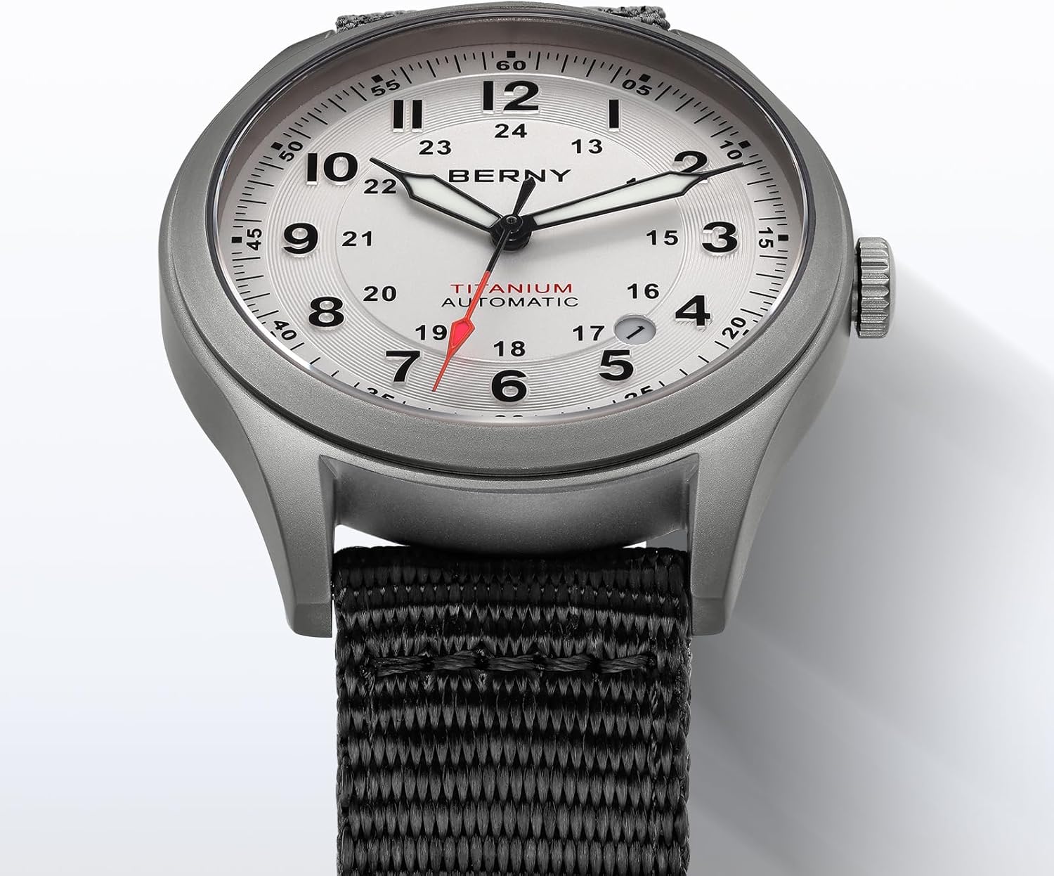 BERNY Automatic Titanium Watch for Men 10ATM Waterproof Men's Field Watch Super Luminous Male Analog Mechanical Military Wrist Watch AR Sapphire Crystal Date Calender Birthday Present - Image 2