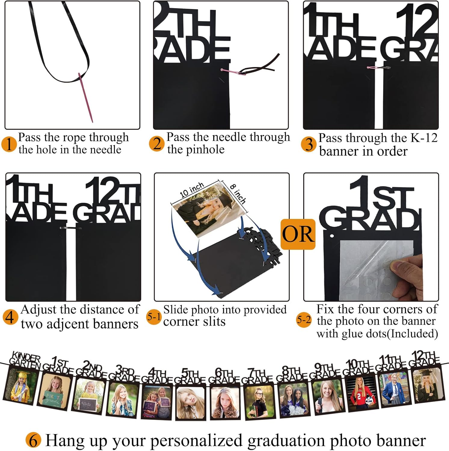 2026 Graduation Photo Banner 8x10 K-12 Graduation Party Photo Display Graduation Party Decorations Personalized Graduation Announcements Banner for High School College Graduation Party Supplies TD112