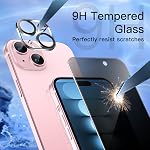 JETech Protection de l'écran de confidentialité iPhone 15 6.1-Inch avec protège-objectif caméra, film en verre trempé anti-espion, outil d'installation facile, 2-Pack Chaque