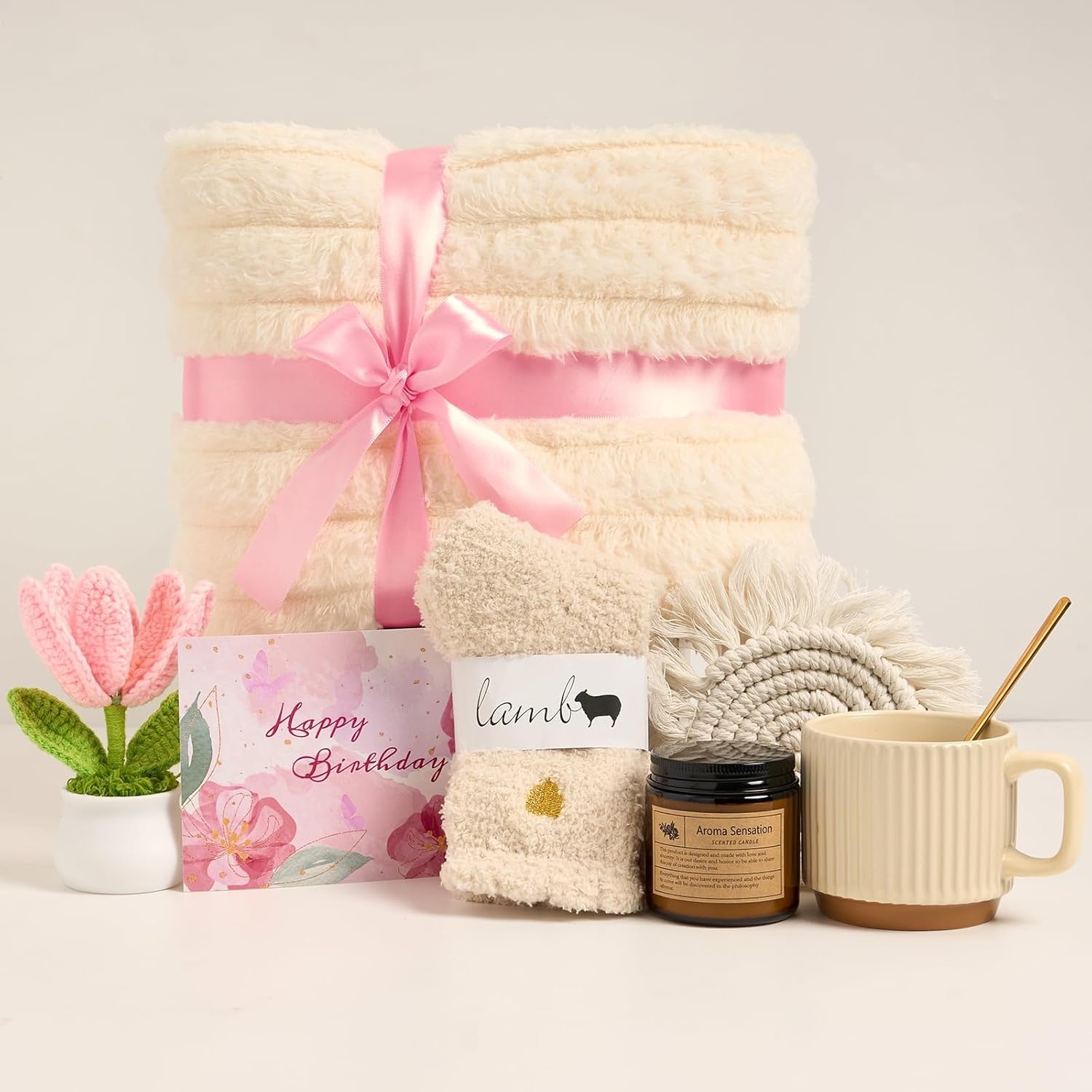 Birthday Gift Box for Women, Happy Birthday Gifts for Her, Cozy Self Care Gift Basket for Mom Sister Best Friend Wife Girlfriend, Get Well Care Package