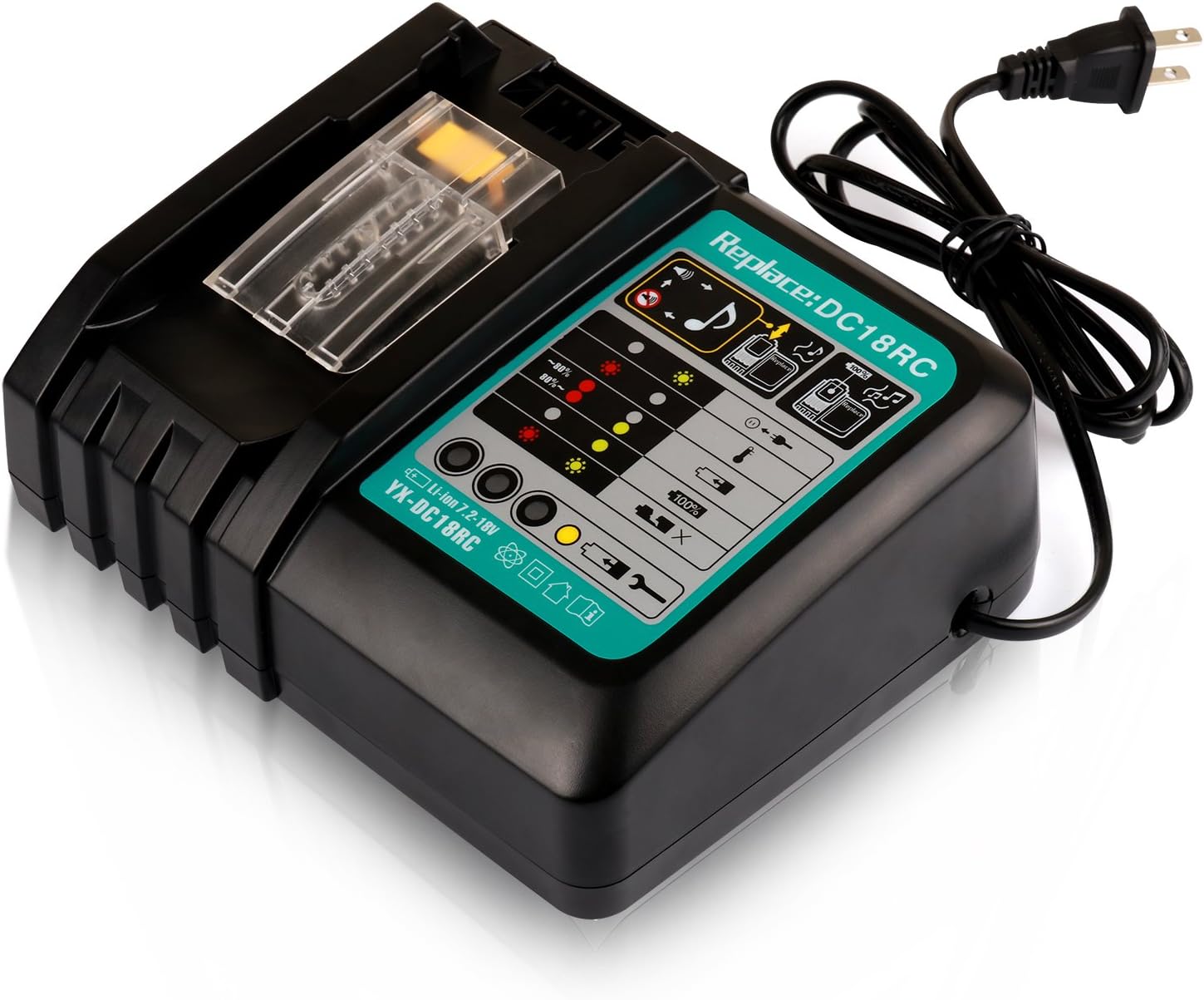 Batteriol Makita 18V Battery Charger DC18RC Replacement with Power Indicator, Fit for Makita 14.4V - 18V Lithium-ion LXT Battery BL1850B BL1860 BL1830 BL1840 BL1815 BL1430