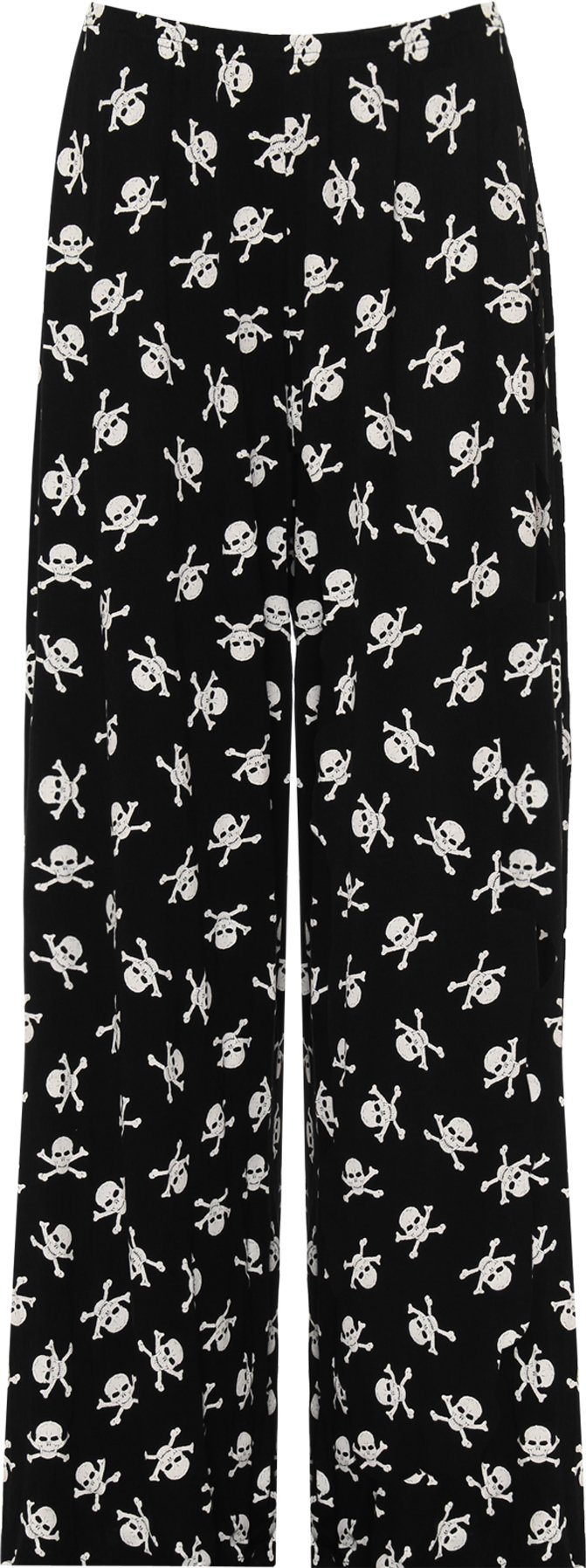 Wearall Women's Skull Bones Plus Size Floral Print Wide Leg Palazzo Trousers Pants - 24-26