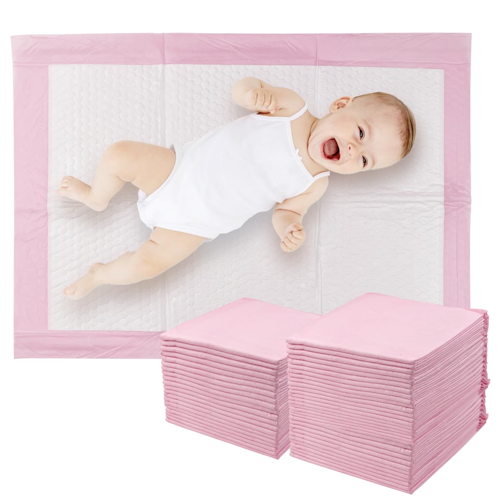 50 Pezzi 60 × 45 cm Traverse per Fasciatoi Monouso, Super Assorbente Traversine Neonato Fasciatoio, Getta e Getta Multiuso, Uscinetti per Cambio Incontinenza, Ultra Morbido, Impermeabile