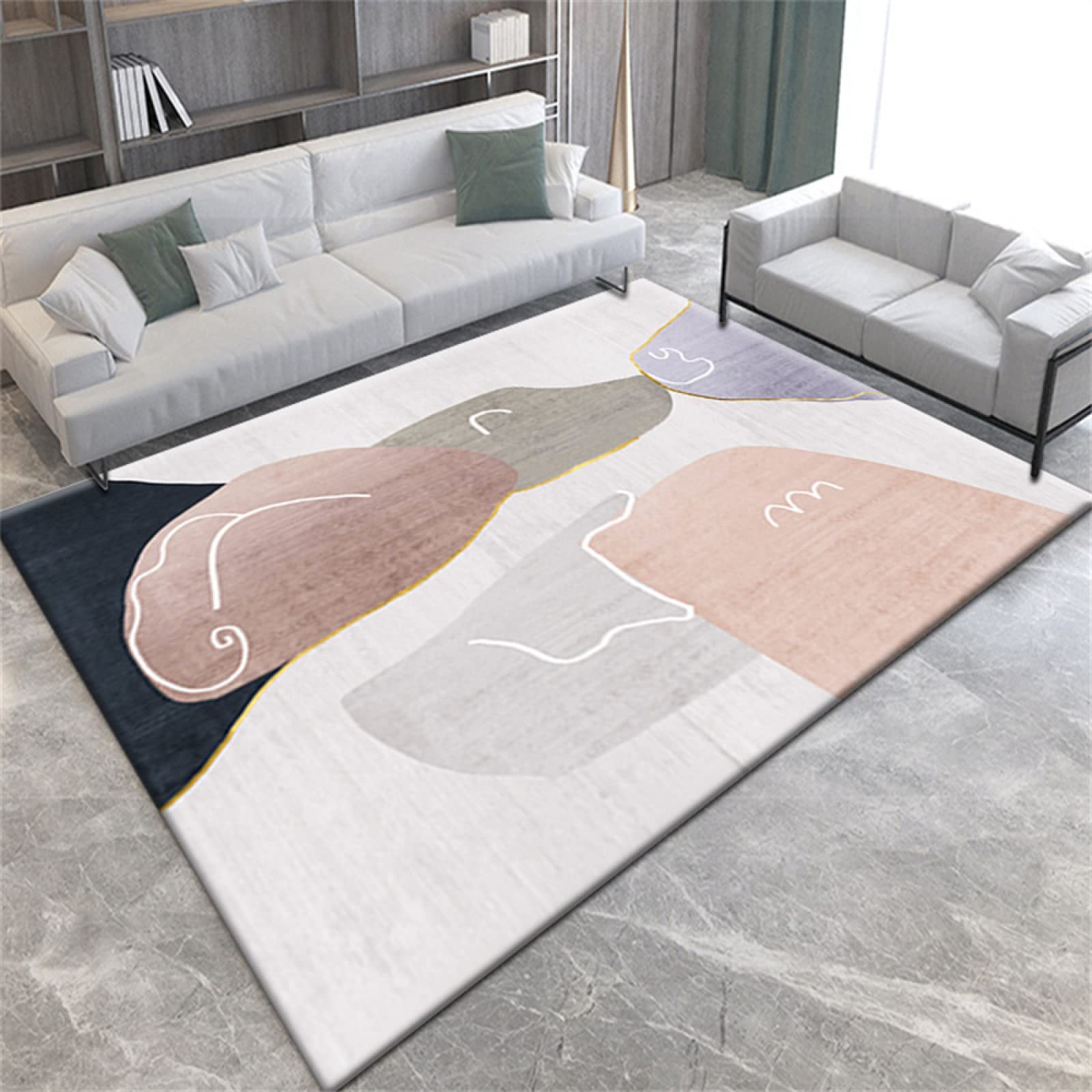 Decoration chambre enfant avec un grand tapis gris lavable et moelleux