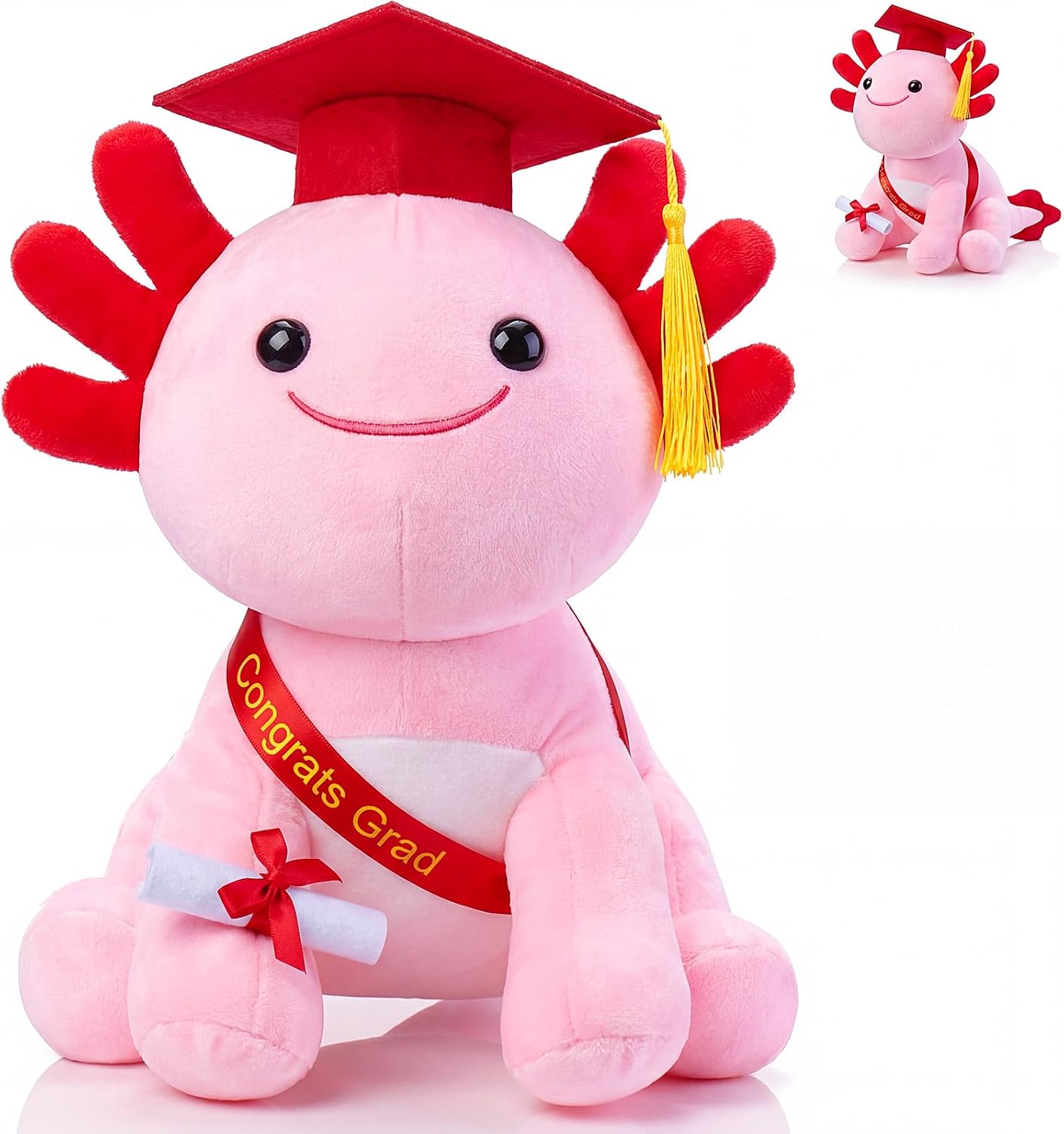 HyDren 10 Inch Graduation Axolotl Plush Stuffed Animal Axolotl Stuffed Animals with Graduation Hat Diploma and Sash, Plush Gift for Preschool, Kindergarten, Friend, Relatives (Blue)