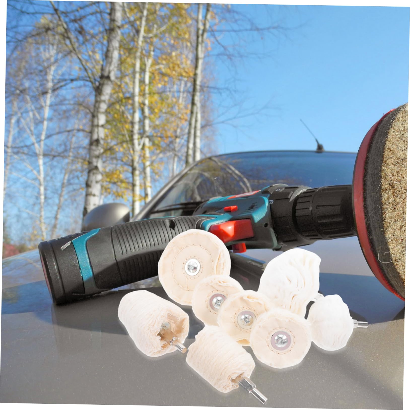Kit de Polissage 8 Pièces, Meule à Coton Hexagonale pour Métal et Voiture