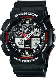 Relogio Masculino Casio G-shock Anadigi Ga-100-1a4dr - Preto/vermelho