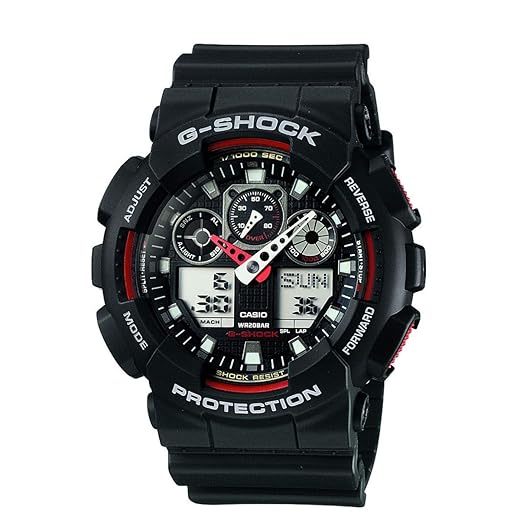 Relogio Masculino Casio G-shock Anadigi Ga-100-1a4dr - Preto/vermelho