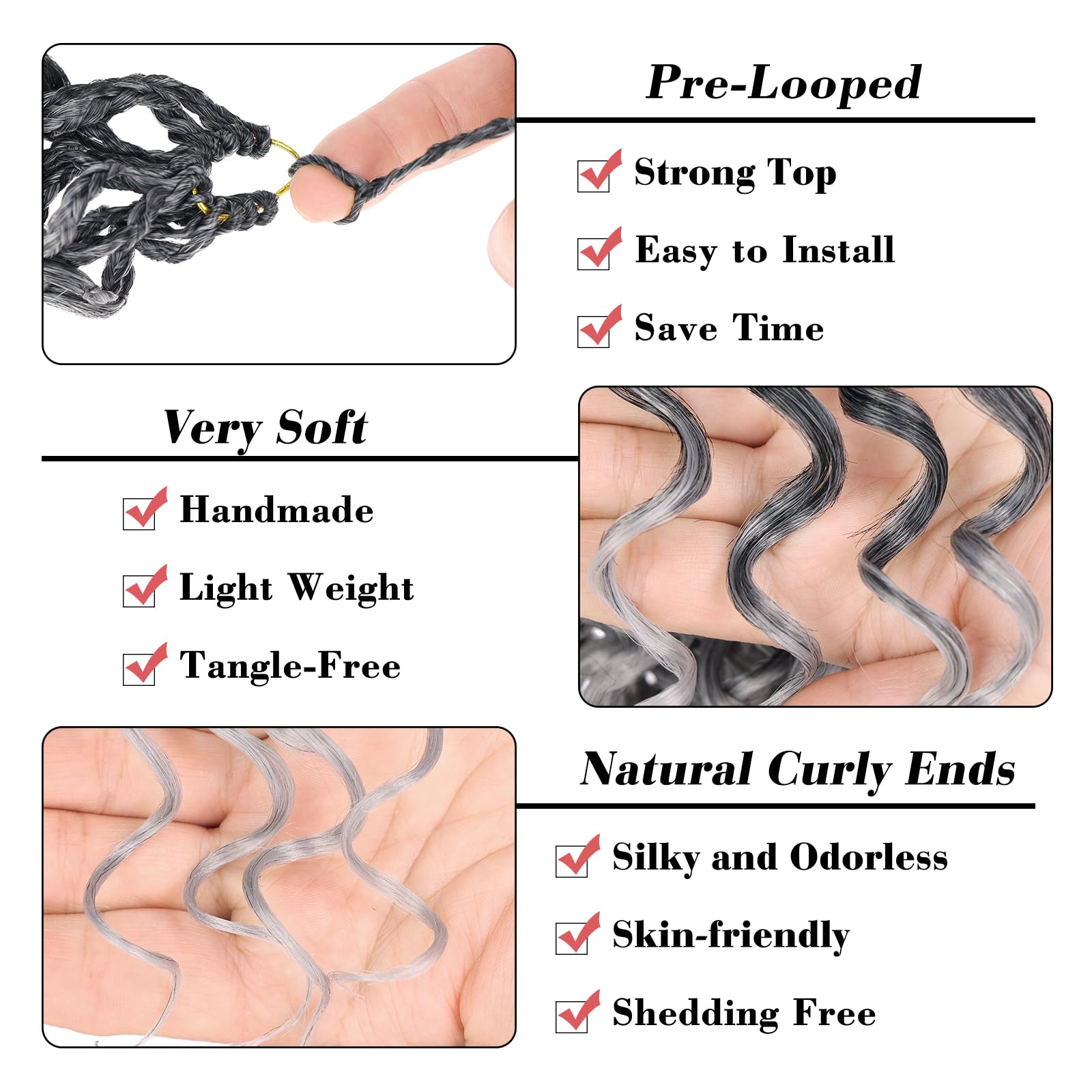 Leeven Gogo Curl Pre-Looped Synthetic Crochet Hair, 8-Pack