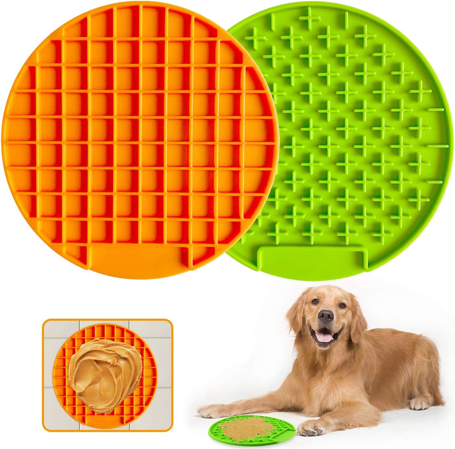 IKDAY Pet Licking Mat for Dogs & Cats, 2PCS Pet Lick Mat, Slow Feeder Lick Mat, Calming Mat for Anxiety Relief, Boredom Buster, Promote…