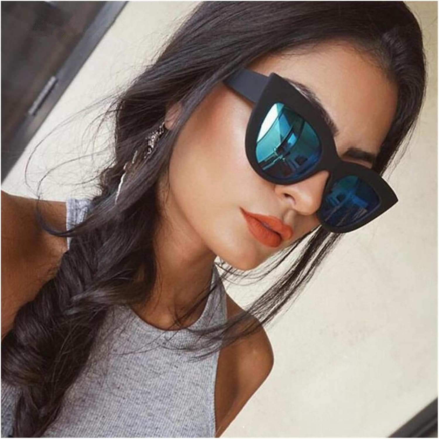 2026 Retro cat Eye Street Shot Decorative Sunglasses Men and For Women Outdoors (Color : A, Size : 1)