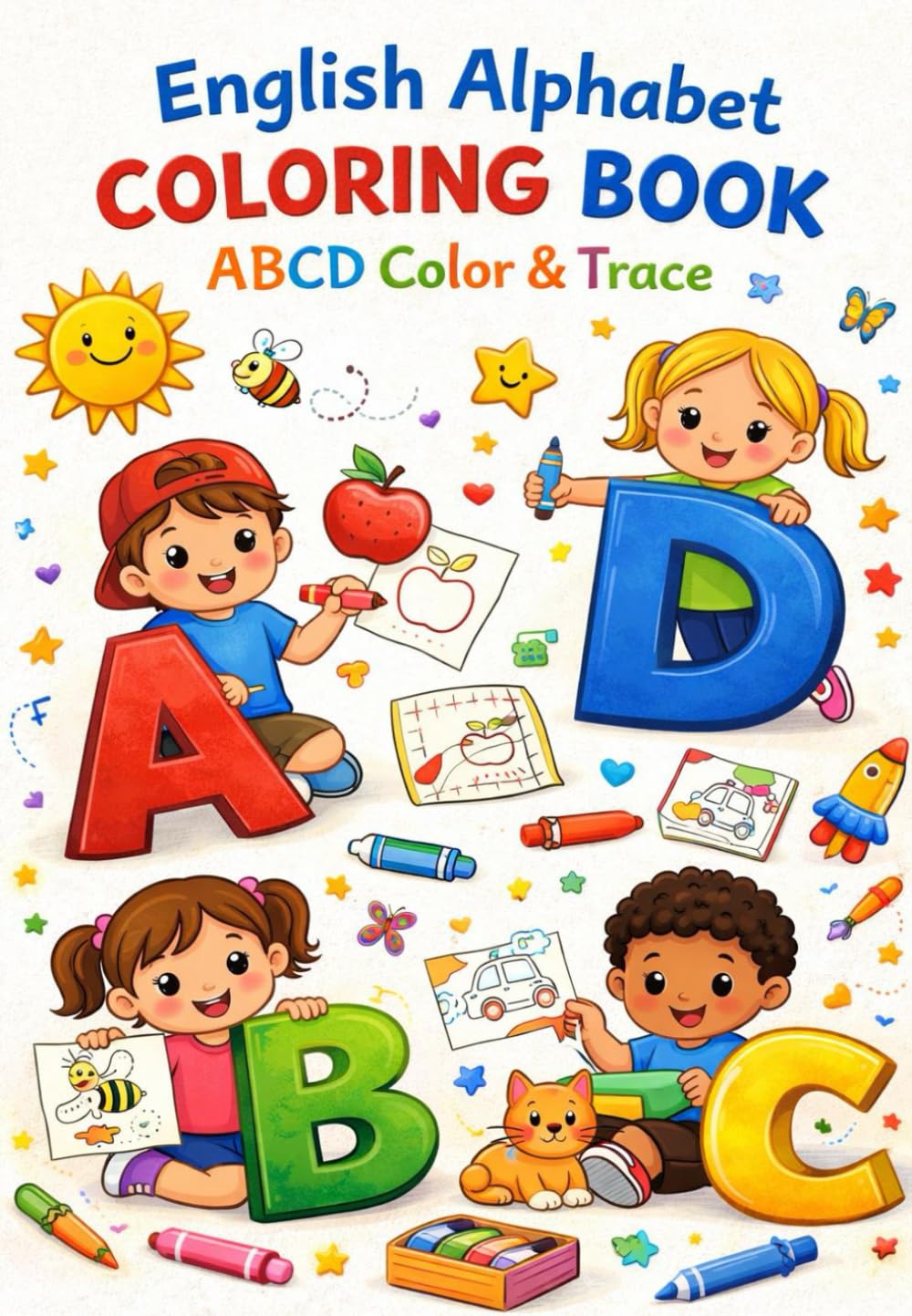 English Alphabet Coloring Book: Color and Trace