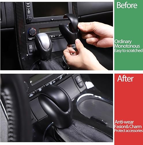 Miniatura 9 de Funda para cabeza de palanca de cambios compatible con Chevy Corvette C6 2005-2013, accesorios de cubierta de freno de mano (patrón de fibra de