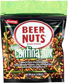 Beer Nuts Cantina Mix, Crunchy Party Pretzels, Cheese Sticks, Sesame Sticks, Roasted Corn Nuts, & Original Roasted Sweet Glazed Salted Peanuts, An American Original Since 1953 (8oz, Cantina Mix)