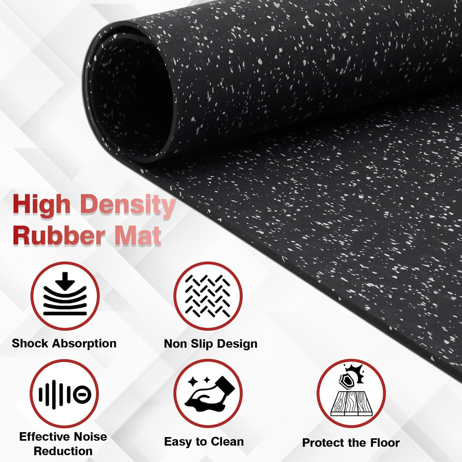 Treadmill Mat for Hardwood Floors - 100% Recycled Rubber Mat for Home Gym Flooring, Durable Workout Fitness Mats, Walking Pad Exercise Bike Equipment Mat, Non-Slip