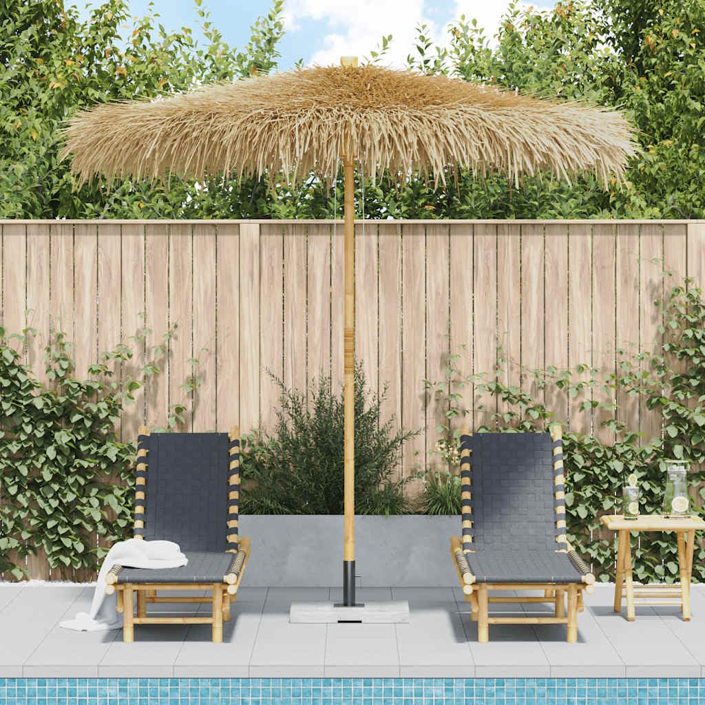Parasol en bambou 210 cm avec toit en feuille de banane pour terrasse