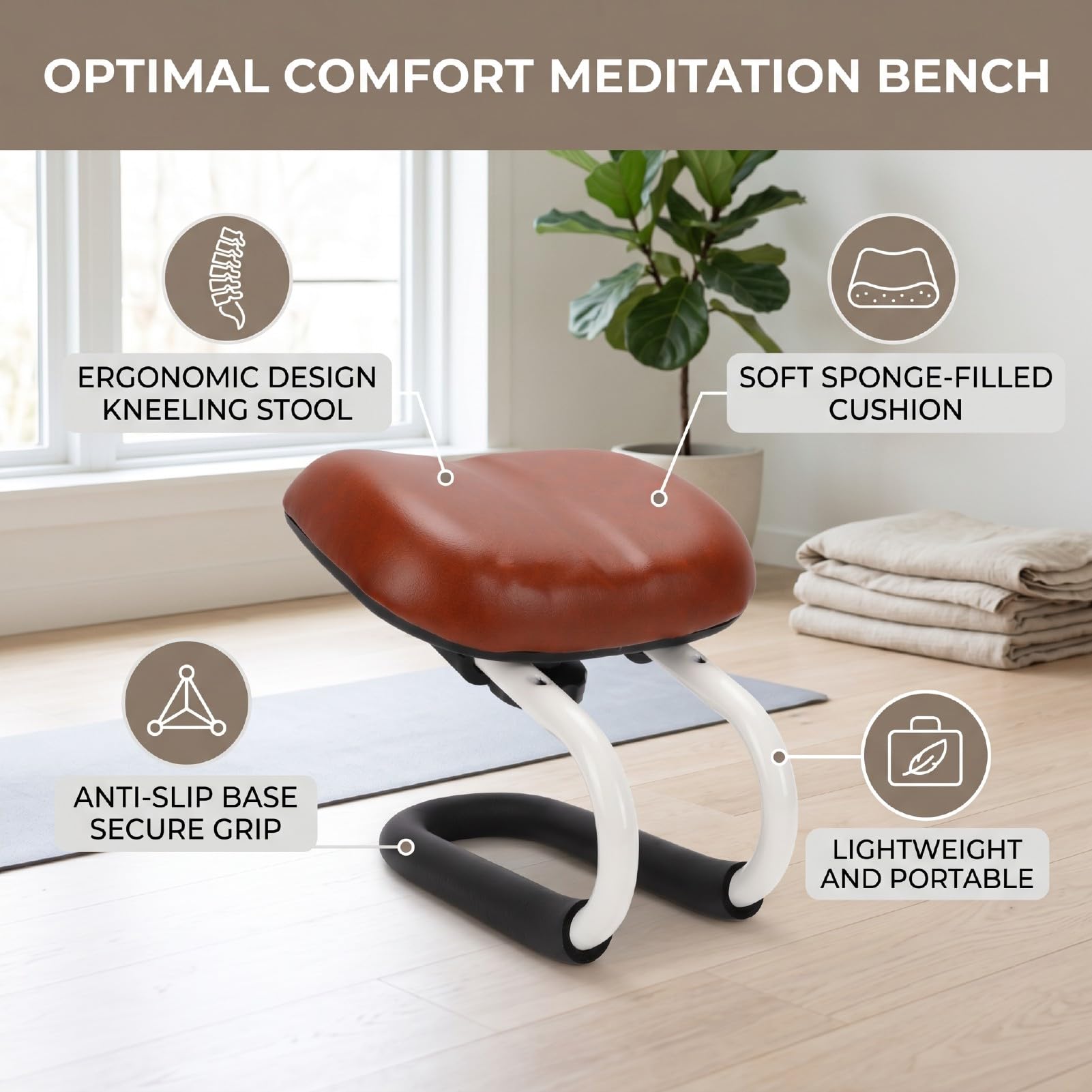 Luocute Meditationsbank, Verstellbarer Kniestuhl mit Rutschfestem Kissen for Yoga Heimstudio