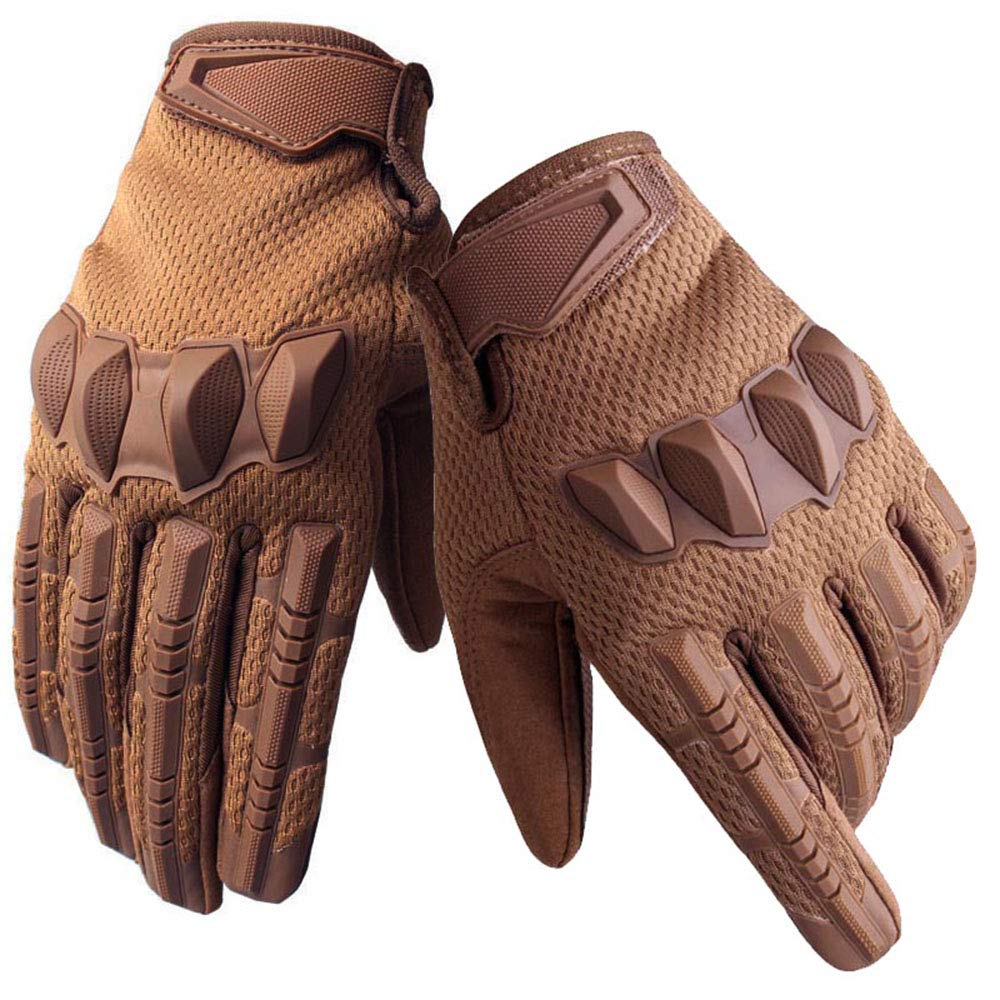 Outdoor Sports Motorcycle Cycling Gloves Airsoft Shooting Hunting Full Finger Camouflage Touch Screen Tactical Gloves - Tan - S