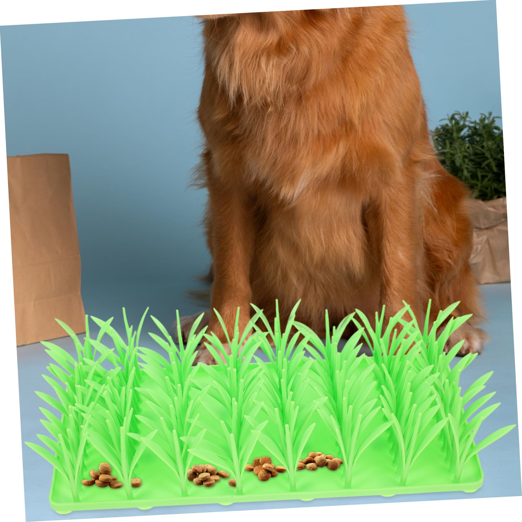 POPETPOP Silikon Futtermatte in Grasform für Katzen rutschfest zum Langsamen Fressen und Schnüffeln Interaktiv Lichtgrün