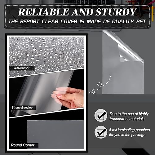 Miniatura 3 de Juego de 250 tapas de encuadernación y peines, papel de encuadernación de 8.5 x 11 pulgadas, 50 peines de encuadernación negros, 100 piezas de 13