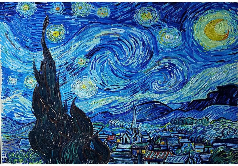 10x8ft Van Gogh Starry Sky Backdrop Abstract Stars Wall Oil Painting Photography Background Van Gogh Aesthetic Artwork for Wallpaper Decoration Birthday Party Baby Shower Wedding Photo Studio Props