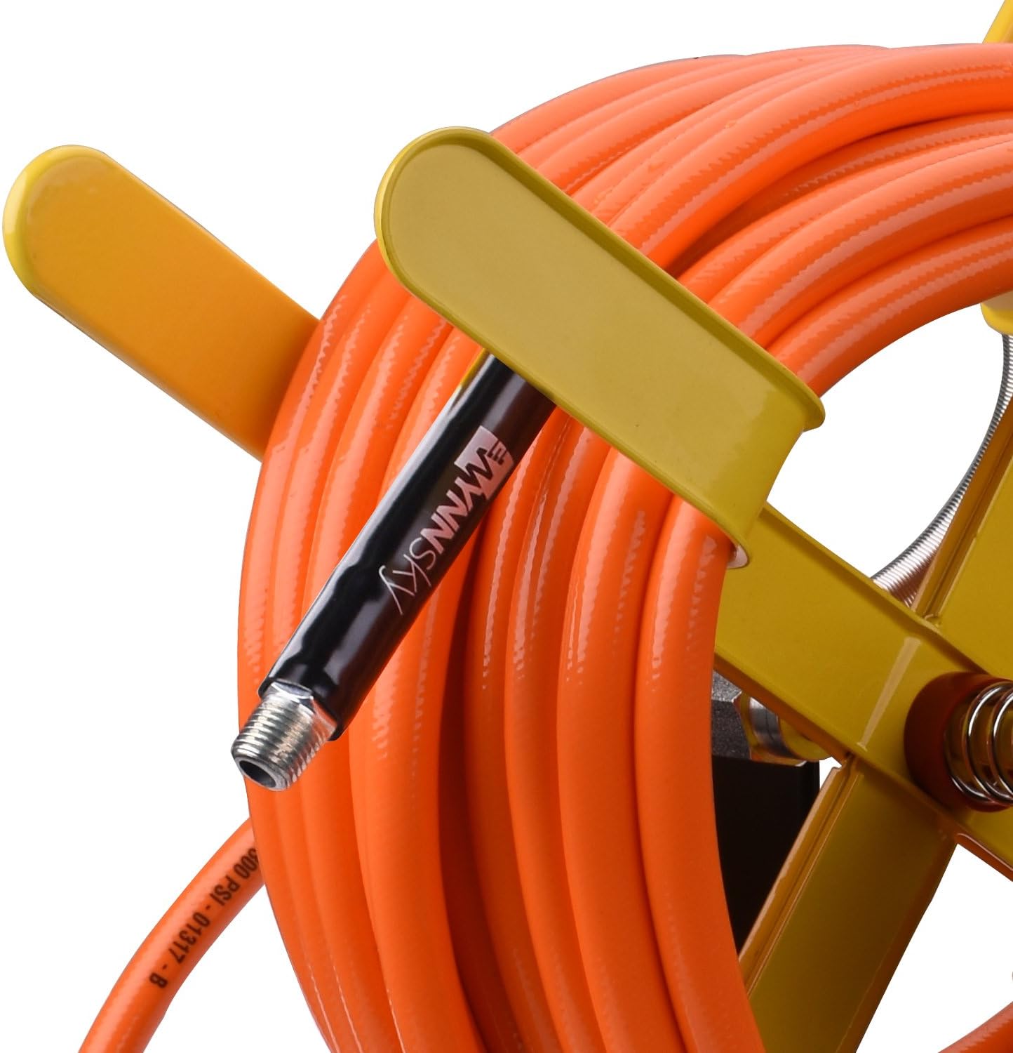 Steel Manual Air Hose Reel Include 3/8"x50FT PVC Air Compressor Hose with 1/4" MNPT Endings. Lead-in Air hose Bonus