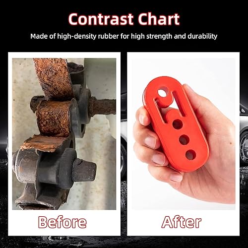 Miniatura 3 de Kewucn 2 ganchos de escape de goma para automóvil, 4 agujeros de diámetro de 0.43 pulgadas, aislamiento aislante de goma de alta densidad,