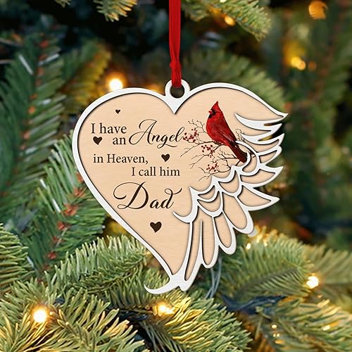 Miniatura 3 de Hyturle - Adornos de cardenal conmemorativos para la pérdida de un ser querido, adorno de madera cardenal con texto en inglés "I Call Him Dad",