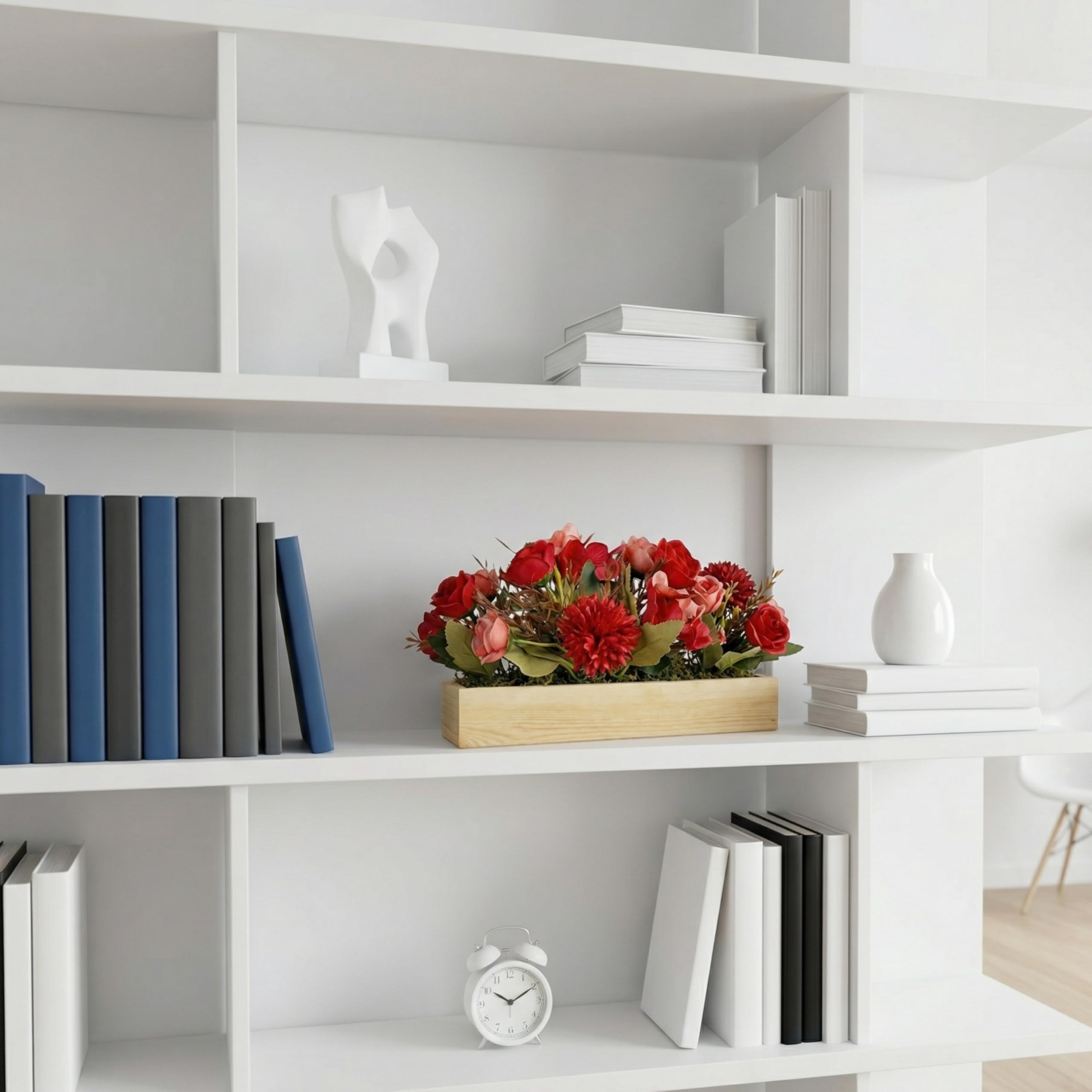Red Flower Arrangement - Realistic Floral Decor -7