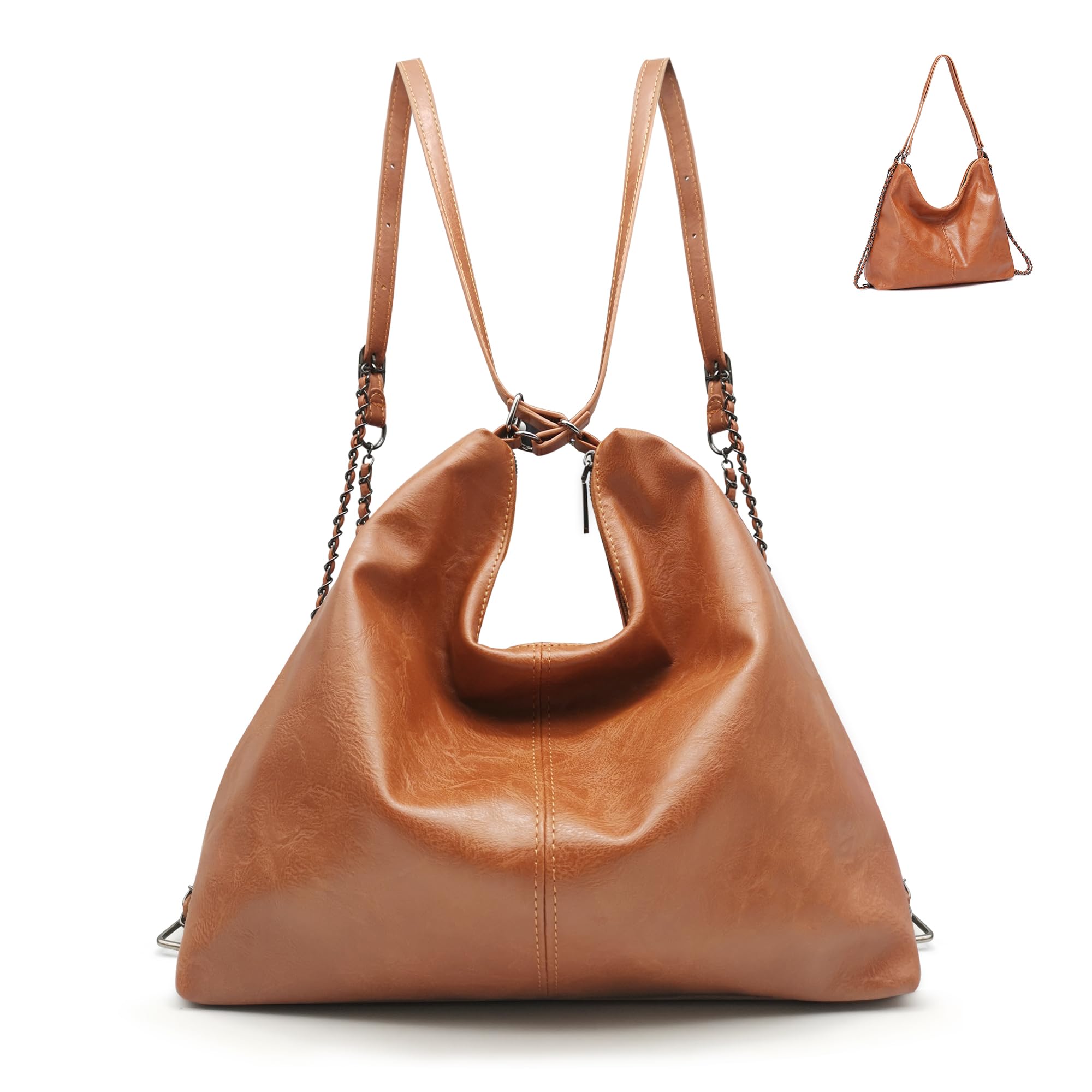 Pahajim Zaino Donna Elegante Borsa Zainetto in PU Pelle Impermeabile Antifurto Casual Borse a Spalla Hobo Zaino 2 in 1 per Uscire Scuola Viaggi e Ufficio