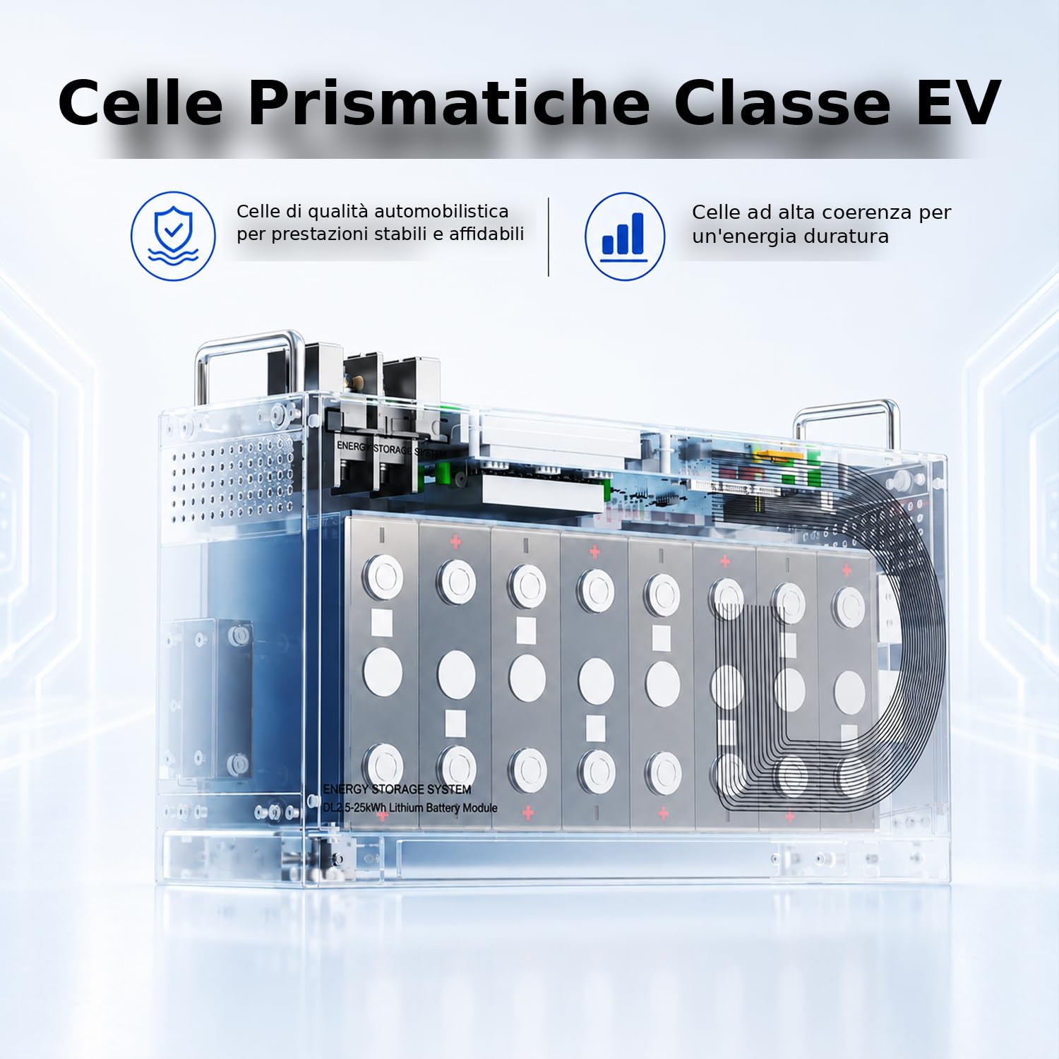 Dyness 24V 100Ah Batterie LiFePO4 con Bluetooth, BMS100A, 6000 Cicli Profondi, Supporto CAN & RS485, Batteria Solare al Litio Ferrofosfato da 2,56kWh per Impianto Solare Completo, Sistema Fotovoltaico