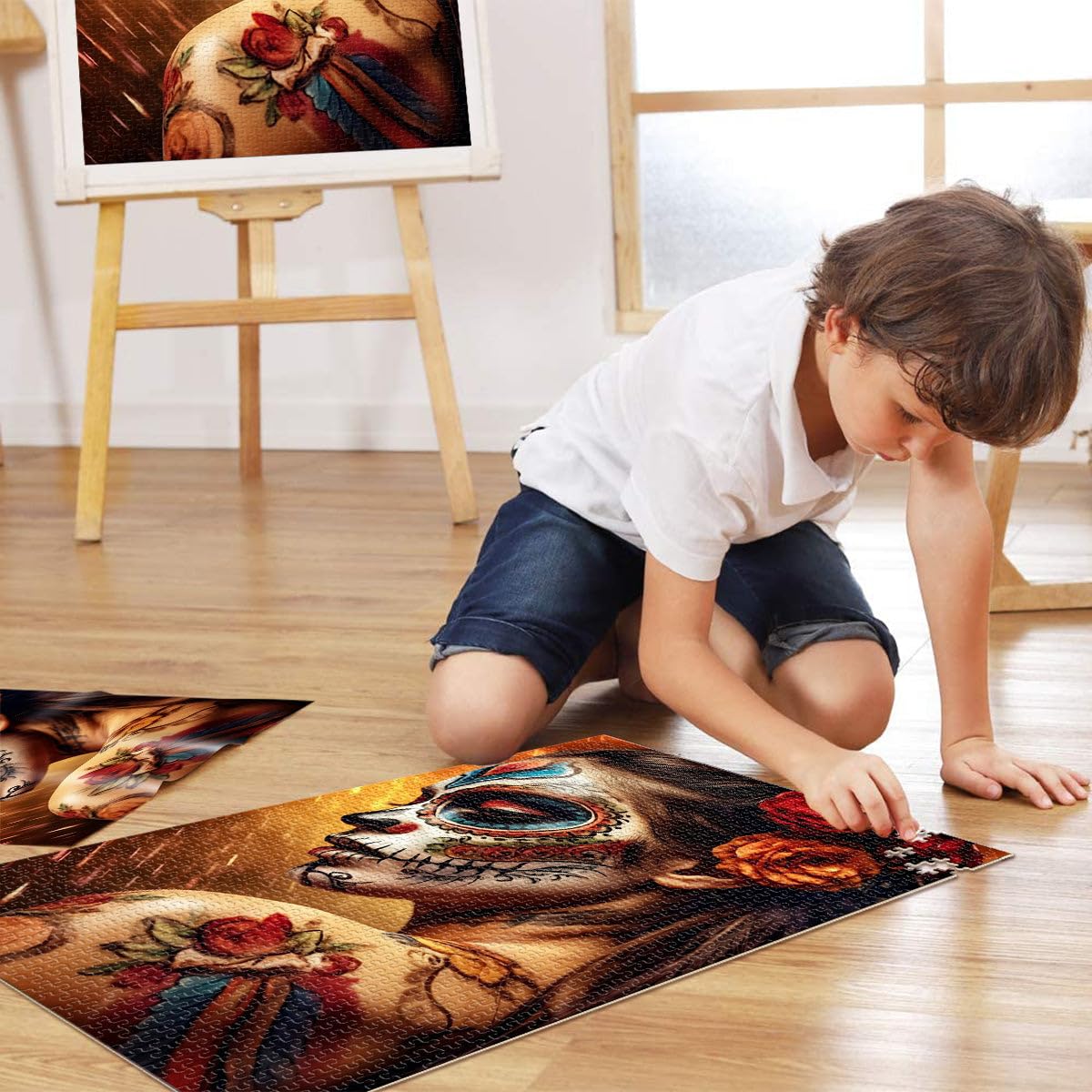 puzzle 2000 pezzi per adulti Ragazza del giorno dei morti Riduzione dello stress interessante Migliorare l'amore tra le coppie 70x100cm