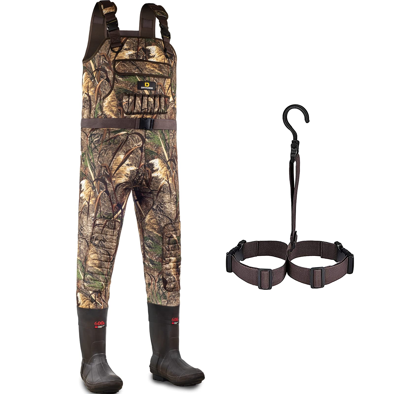 Buy DRYCODE Chest Waders, Neoprene Waders for Men with 600G Insulated Boots, Waterproof Cleated