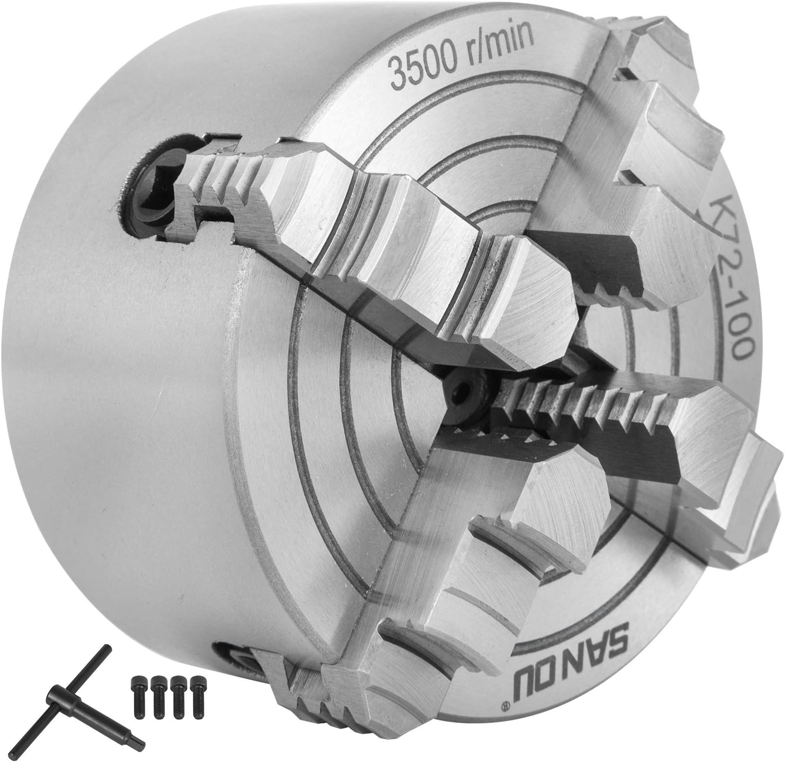 VEVOR Mophorn K72-100 Lathe Chuck 4 Inch 4-Jaw,Lathe Chuck Independent Reversible Jaw,Metal Lathe Chuck Turning Machine Accessories,for Lathes Machine